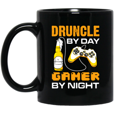 Druncle By Day, Gamer By Night, Funny Uncle Gift Black Mug