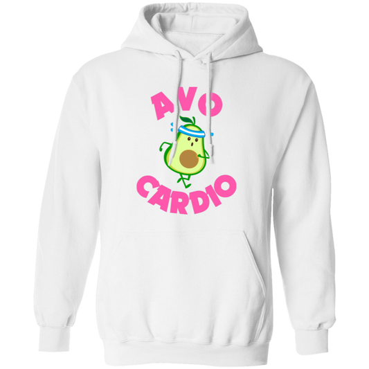 Stay comfortable and fashionable in this Avo-cardio Avocado Do Cardio Pullover Hoodie. Crafted from a soft and lightweight blend of materials, it features an avocado graphic, ribbed cuffs and waistband, and a roomy pocket. A funky and fun addition to any wardrobe.