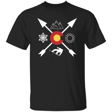 Denver Colorado, Snowboarding Direction, Sun Snow And Mountain Unisex T-Shirt