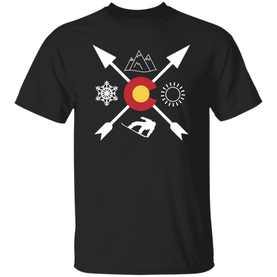 Denver Colorado, Snowboarding Direction, Sun Snow And Mountain Unisex T-Shirt