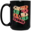 Tennis Vintage Lover, Best Of Sport, Love Tennis Ball Retro Gift Black Mug