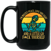 I Am Mostly Peace, Love And Light, And A Title Go Fuck Yourself, Yoga Hippie Black Mug