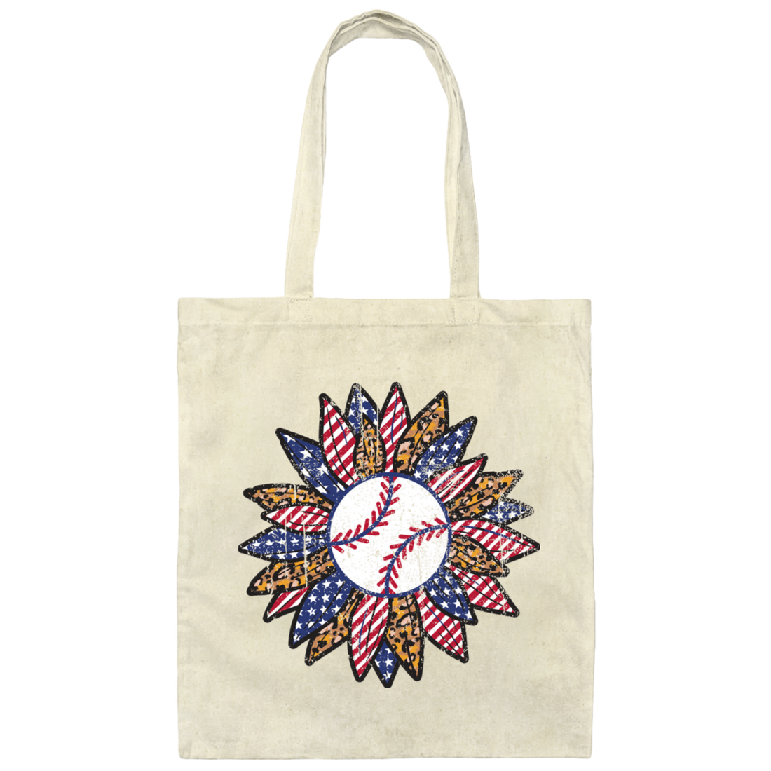 American Baseball, Sunflower Baseball, Leopard Sunflower-1 Canvas Tote Bag