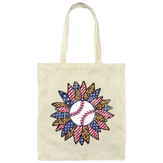 American Baseball, Sunflower Baseball, Leopard Sunflower-1 Canvas Tote Bag