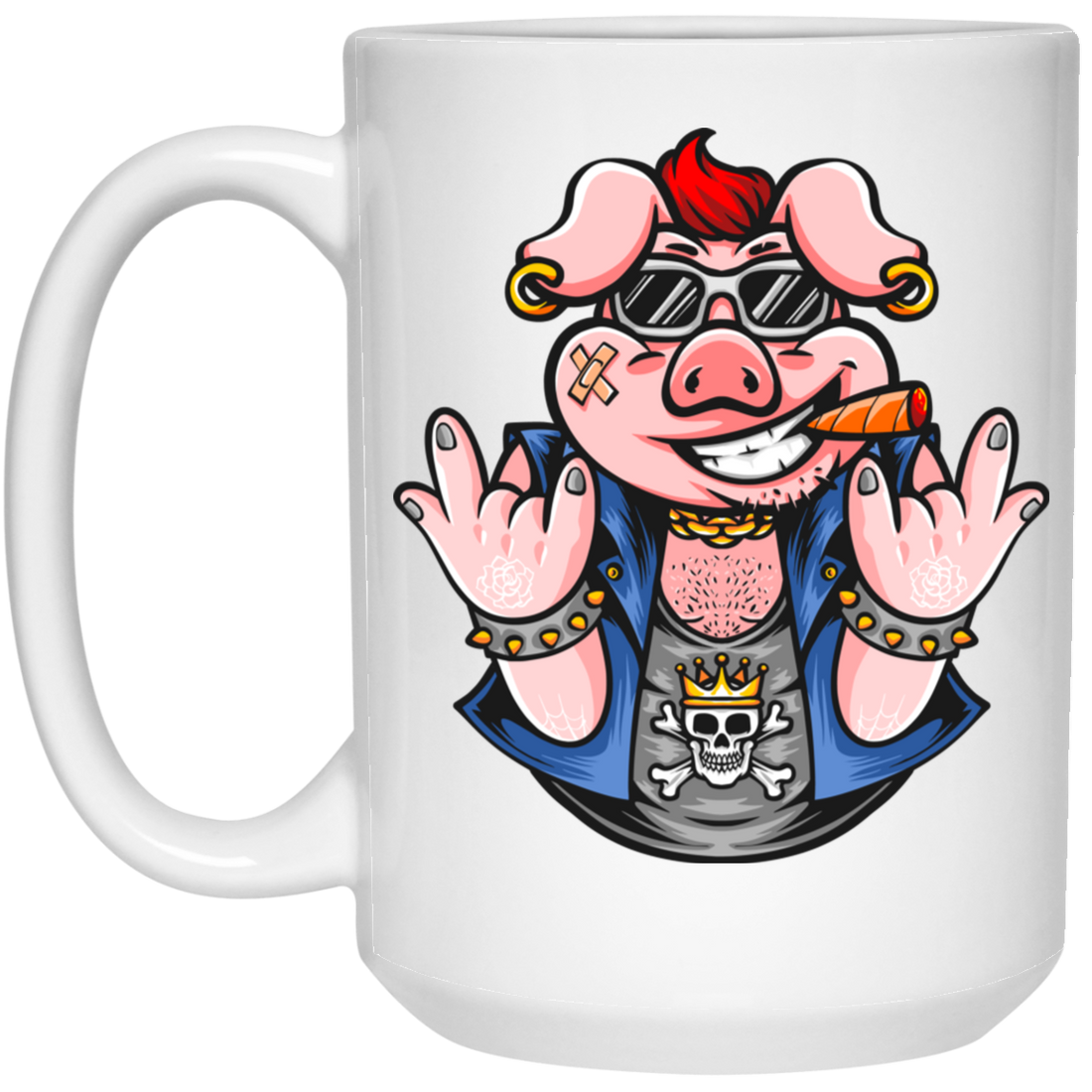 Gangster Pig, Cool Pig, Love Pig, Cute Pig, Pig Lover White Mug