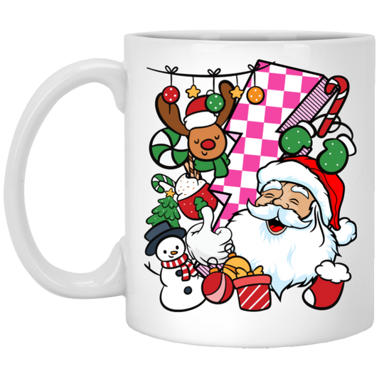 Groovy Santa, Funny Santa, 90s Christmas, Groovy Holiday, Merry Christmas, Trendy Chrismas White Mug