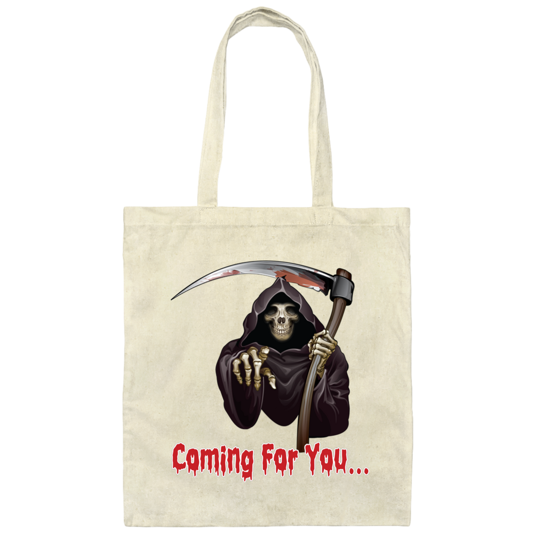 Death Is Coming For You, Horror Halloween, Funny Death Canvas Tote Bag