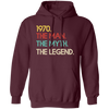 Legend 1970, Legendary Gift, Love 1970 Retro, The Man The Myth Pullover Hoodie