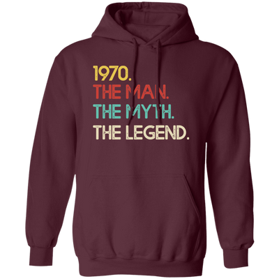 Legend 1970, Legendary Gift, Love 1970 Retro, The Man The Myth Pullover Hoodie