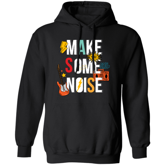 Make Some Noise, Love The Rock Music, Guitar, Cassette Pullover Hoodie