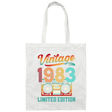 1983 Limited Edition, Vintage Cassette, 1983 Birthday Canvas Tote Bag