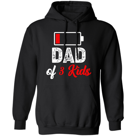 Dad Of 3 Kids, Out Of Battery, Father's Day Gift, Dad Gift white Pullover Hoodie