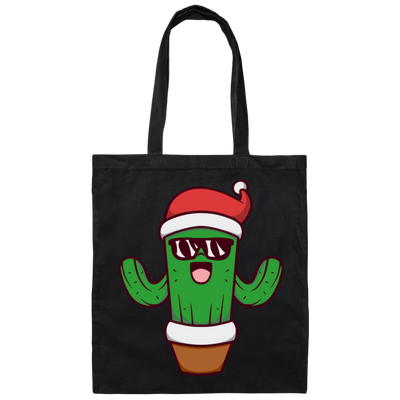 Christmas Cactus, Cactus In Flowerpot, Cactus Wear Sunglasses, Merry Christmas, Trendy Chrismas Canvas Tote Bag