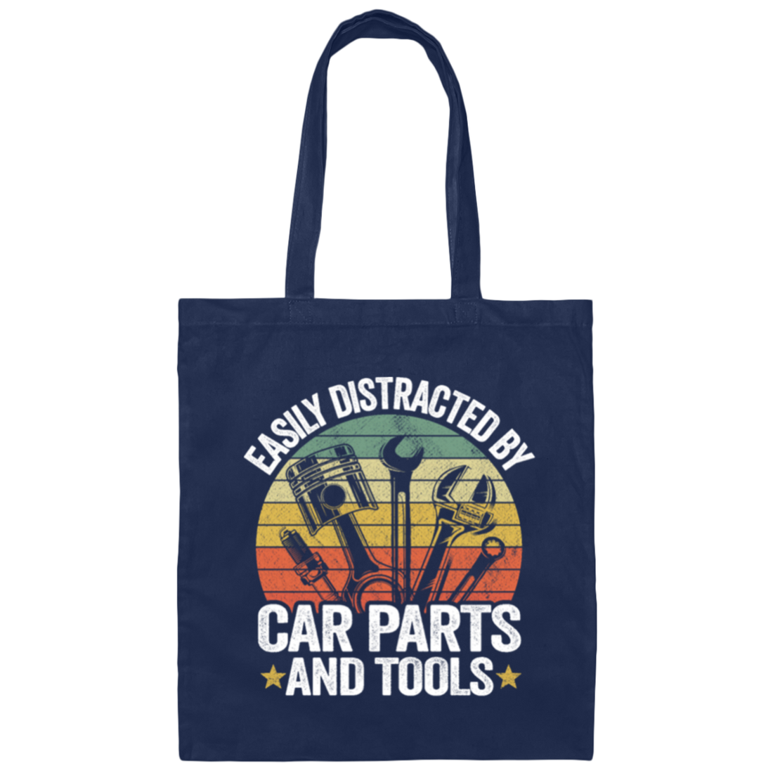 Retro Car Parts, Easily Distracted By Car Parts And Tools, Funny Tool Lover Canvas Tote Bag