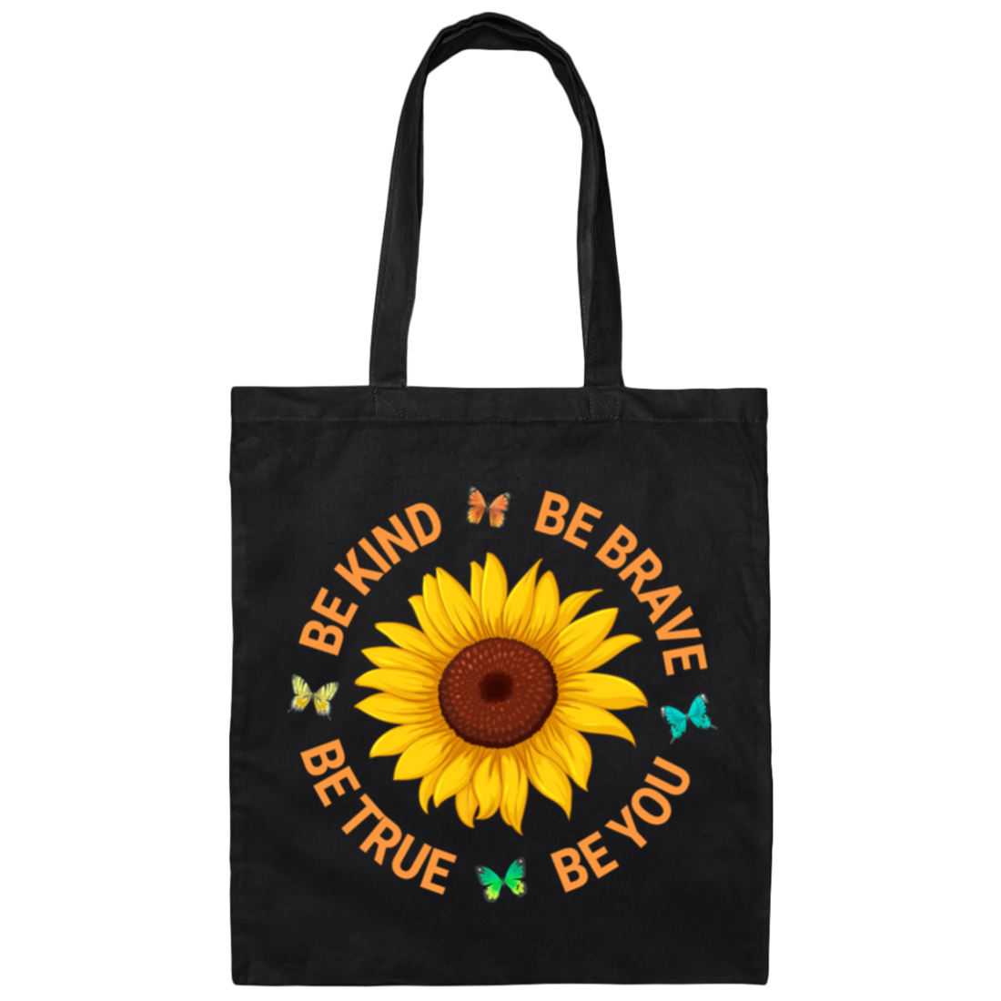 This sunflower lover canvas tote bag is a beautiful reminder to always be kind, brave, true, and true to yourself. Made with durable canvas, it's perfect for carrying all your essentials while spreading positivity. A must-have for any sunflower lover.