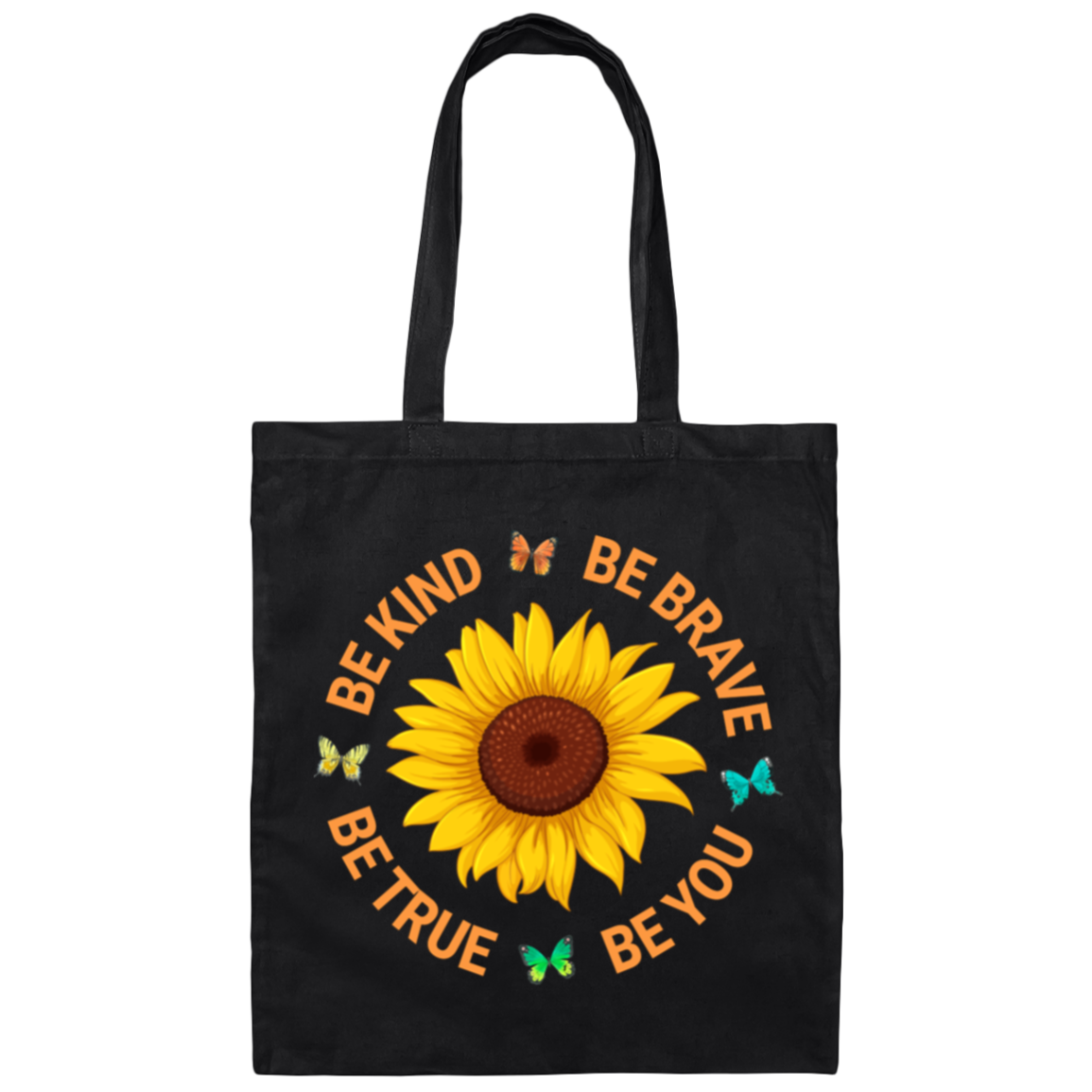 This sunflower lover canvas tote bag is a beautiful reminder to always be kind, brave, true, and true to yourself. Made with durable canvas, it's perfect for carrying all your essentials while spreading positivity. A must-have for any sunflower lover.