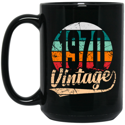 1970 Vintage Gift, Retro 1970, 1970 Vintage Design, Birthday Gift For 1970 Black Mug