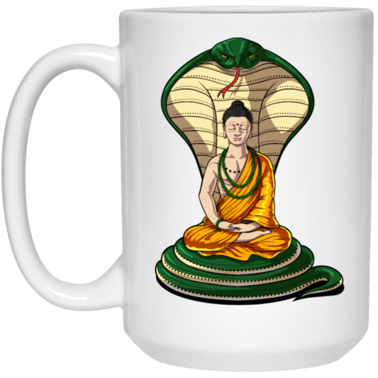 Buddha Cobra Snake, Zen Yoga, Meditation Hindu, Love Buddha Gift White Mug