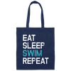 Eat Sleep Swim Repeat Swimmer, Water Sports Fitness Canvas Tote Bag