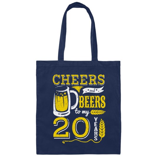 Cheers And Beers For 20th Birthday Gift Idea, Love 20th Birthday Canvas Tote Bag