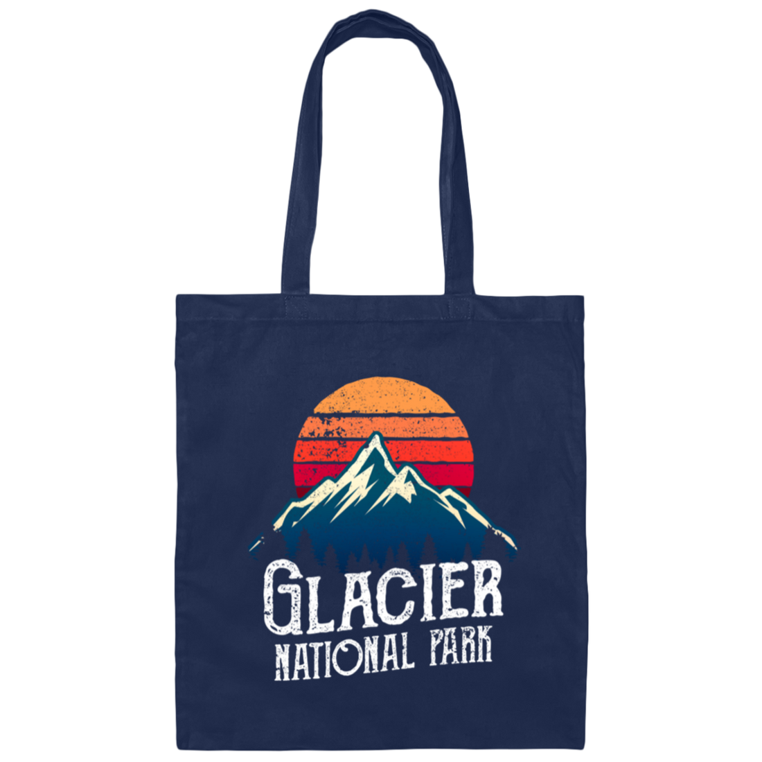 Retro Glacier National Park Montana Mountain Canvas Tote Bag
