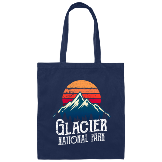 Retro Glacier National Park Montana Mountain Canvas Tote Bag