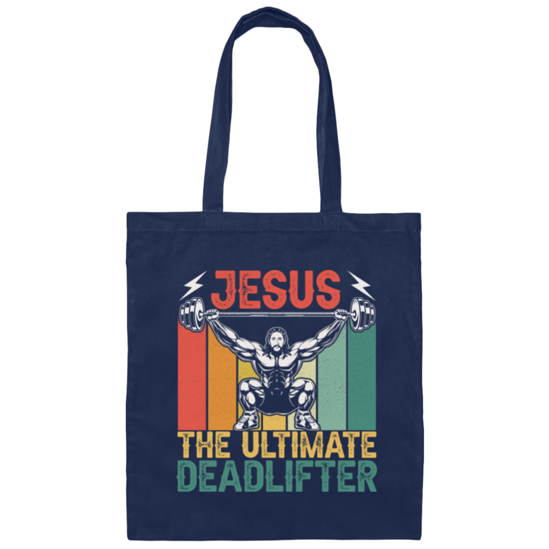 Deadlifter Lover Gift, Retro Jesus The Ultimate Deadlifter Canvas Tote Bag