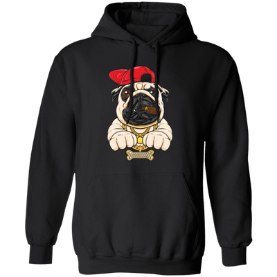 Funny Cartoon Hip Hop Pug Dog, Pug Love Gift, Cool Pug, Rich Pug Pullover Hoodie