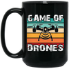 Game Of Drones, Retro Drone, Remote Helicopter Black Mug