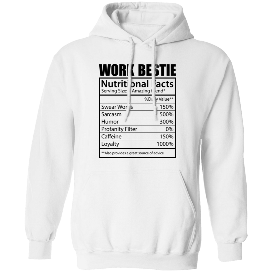 Work Bestie, Nutritional Facts, Bestie Nutrition, Love Work-black Pullover Hoodie