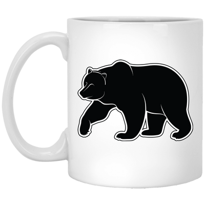 Bear Silhouette, Friendly Bear, Animal Silhouette White Mug