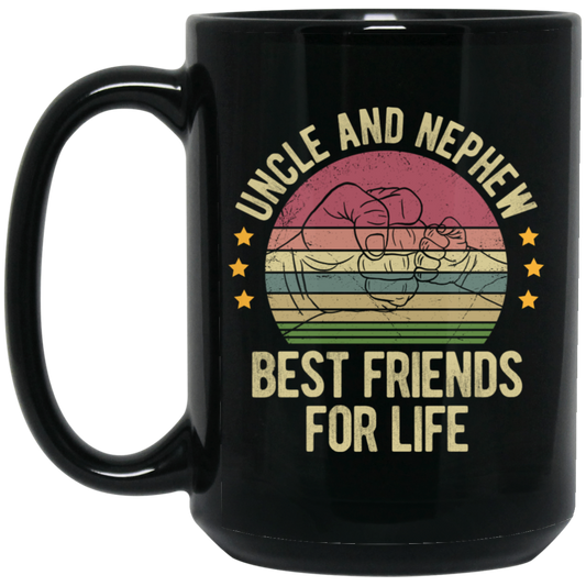 Uncle And Nephew, Best Friends For Life, Retro Nephew With Uncle Black Mug