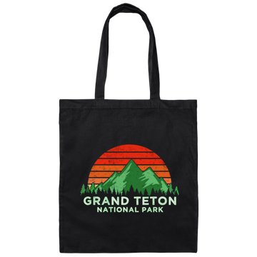 Vintage Grand Teton National Park Souvenir Retro Canvas Tote Bag