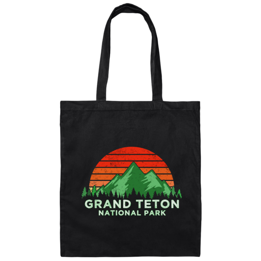 Vintage Grand Teton National Park Souvenir Retro Canvas Tote Bag