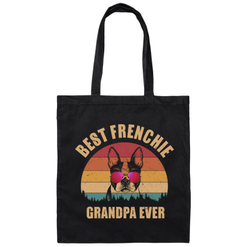 Retro Best Frenchie Grandpa Ever, Bulldog Lover Canvas Tote Bag