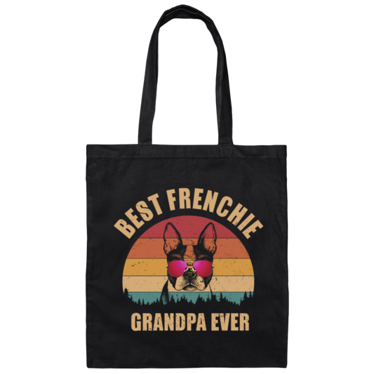 Retro Best Frenchie Grandpa Ever, Bulldog Lover Canvas Tote Bag