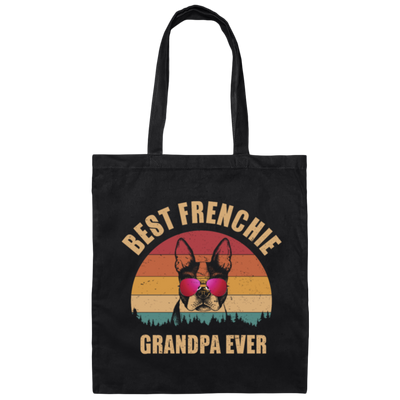 Retro Best Frenchie Grandpa Ever, Bulldog Lover Canvas Tote Bag