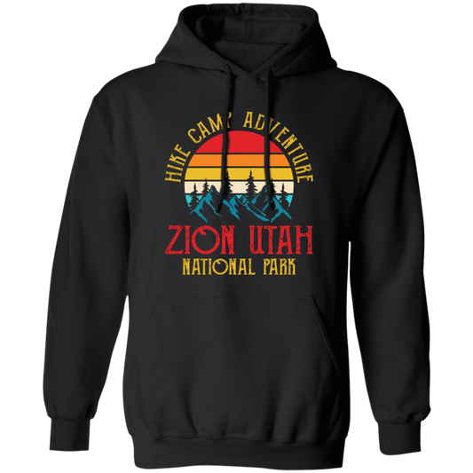 Hike Camp Adventure Zion Utah National Park, Retro Zion Pullover Hoodie