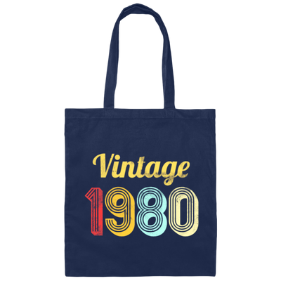 1980 Birthday, Vintage 1980 Birthday Canvas Tote Bag