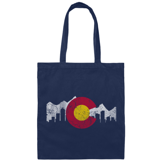 Colorado Mountains, Colorado Skyline Flag Canvas Tote Bag