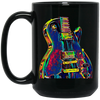 Metal Rock Music Lead Colors, Electric Guitar, Musician Player, Colorful Guitar, Guitarist Black Mug