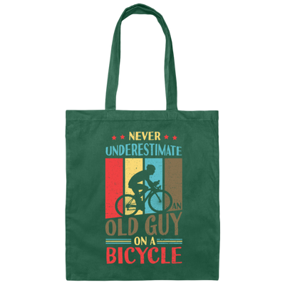 Never Underestimate An Old Guy On A Bicycle Retro Bicycle Canvas Tote Bag