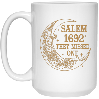 Salem 1692, They Missed One, Salem Floral Moon White Mug