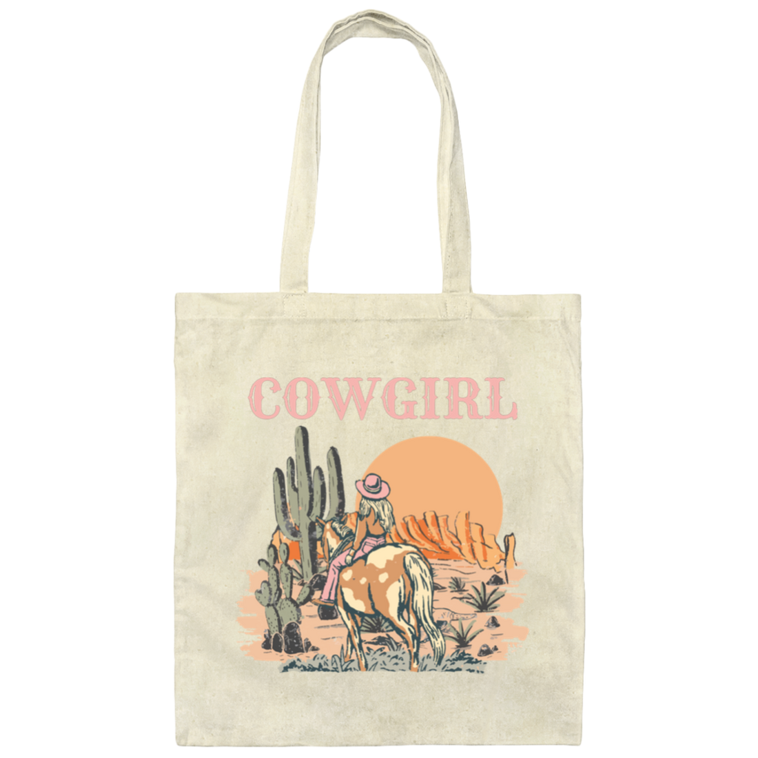 Cowboy Lover Gift, Cowgirl Life In Desert, Long Live Cowgirl Canvas Tote Bag
