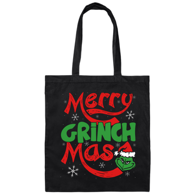 Merry Grinch Mas, Merry Christmas, Grinch Xmas, Funny Grinch, Trendy Halloween Canvas Tote Bag