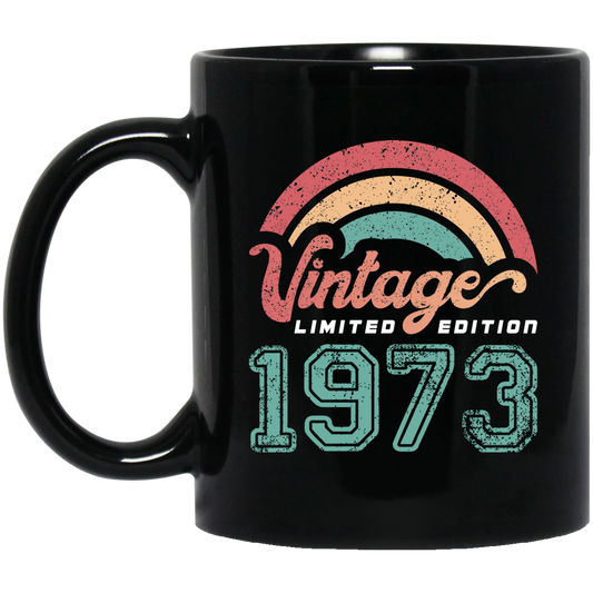 Vintage 1973, Rainbow 1973, Love Gift 1973, Limited Edition 1973 Black Mug