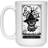 Halloween Card, Tarot Card, Cat Wear Witch Hat White Mug