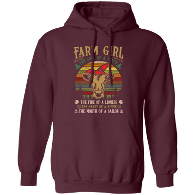 Farm Girl, Cute Cow Retro Gift, The Soul Of A Witch, Vintage Cow Pullover Hoodie