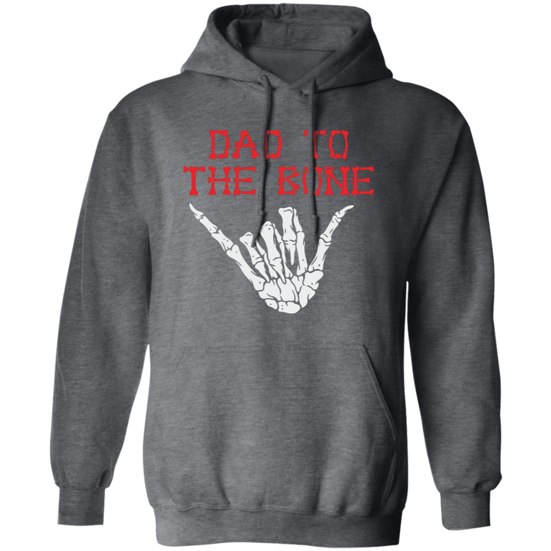 This Dad To The Bone pullover hoodie is sure to make a statement this Halloween. Features a trendy spooky skeleton hand design that's sure to add some fun and humor to your wardrobe.