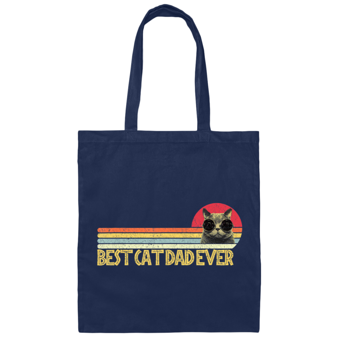 Retro Best Cat Dad Ever, Cat Lovers Cat Dad Canvas Tote Bag
